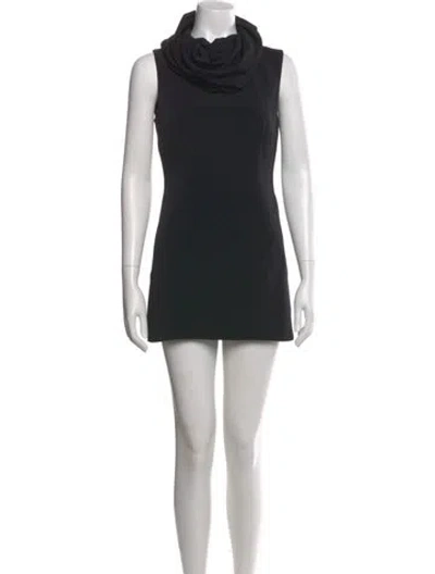 Pre-owned Dolce & Gabbana Cowl Neck Mini Dress In Black