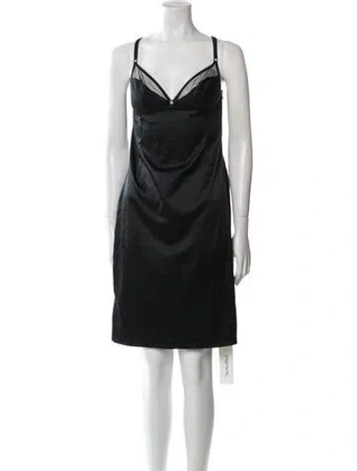 Pre-owned Dolce & Gabbana Cowl Neck Mini Dress In Black