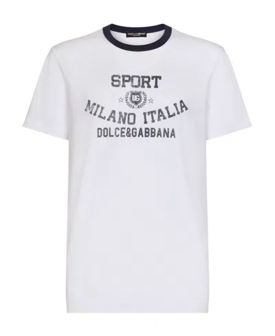 Dolce & Gabbana Crackle-logo-print T-shirt In White