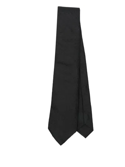 DOLCE & GABBANA EMBROIDERED LOGO SILK TIE