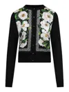 Dolce & Gabbana Floral Print Knit Cardigan With Ribbed Cuffs In Multicolour