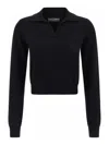 Dolce & Gabbana Collared Neck Long Sleeves Ribbed Hem In Black