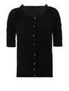 Dolce & Gabbana Short Sleeve Pleated Shoulder Cardigan In Black