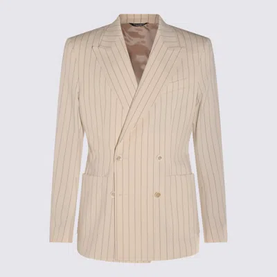 DOLCE & GABBANA CREAM COTTON BLAZER