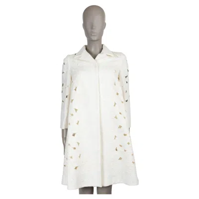 Pre-owned Dolce & Gabbana Cream Cotton Floral Jacquard Coat Jacket 42 M In White
