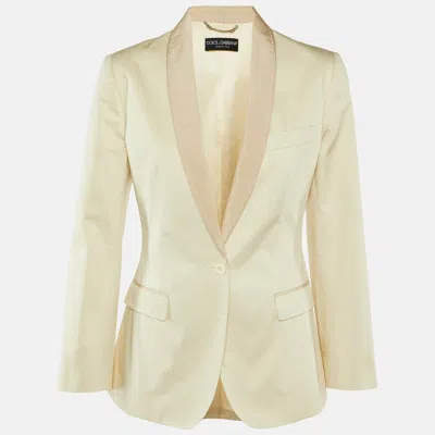 Pre-owned Dolce & Gabbana Cream Cotton Single Breasted Blazer M