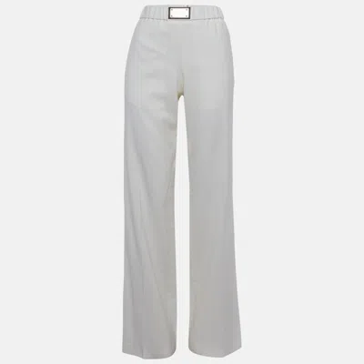 Pre-owned Dolce & Gabbana Cream Crepe Straight Leg Trousers S In White