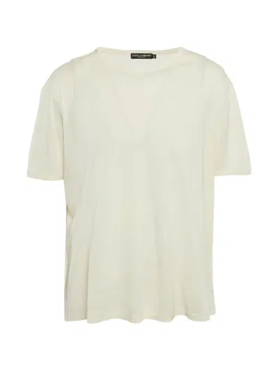 Pre-owned Dolce & Gabbana Cream Crewneck T-shirt In Neutral