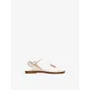 Dolce & Gabbana Cream Kids' Logo-embossed Leather Sandals Eur 37 / 4 Uk In Cream