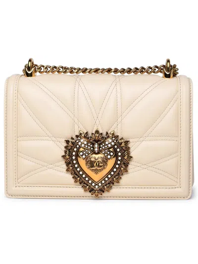 Dolce & Gabbana Cream Leather Bag In Beige