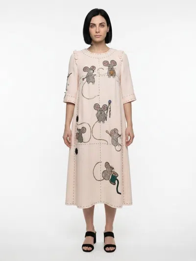 Dolce & Gabbana Mouse-print Crepe Dress In White