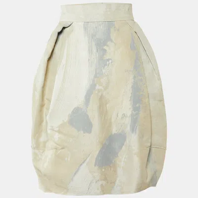 Pre-owned Dolce & Gabbana Cream Printed Cotton Skirt S