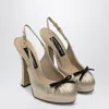 Dolce & Gabbana Bow-embellished Grosgrain-trimmed Satin Slingback Pumps
