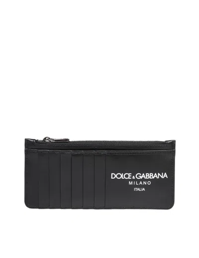 Dolce & Gabbana Credit Card Holder In Calf Leather In Black