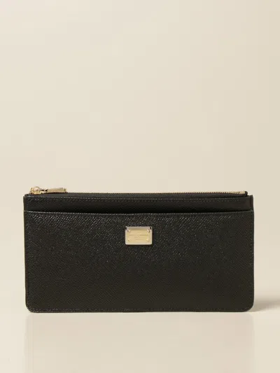 Dolce & Gabbana Credit Card Holder With Zip In Brown