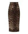 Dolce & Gabbana Leopard-print Double Crepe Calf-length Skirt In Black