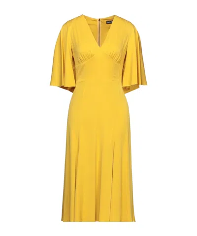 Dolce & Gabbana Crepe Flared Dress In Yellow