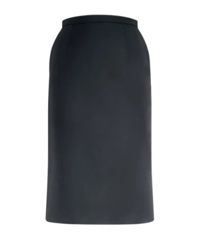 Dolce & Gabbana Wool Blend Crepe Midi Skirt In Black