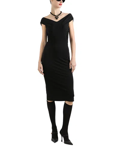 Dolce & Gabbana Crepe Organza Midi Dress In Black