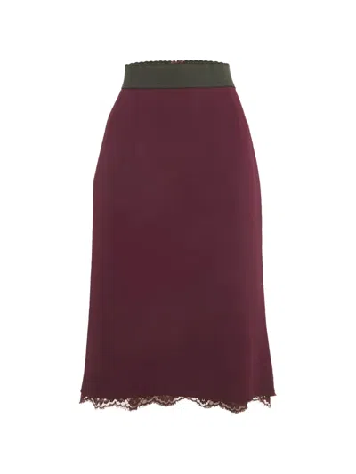 Pre-owned Dolce & Gabbana Crepe Pencil Skirt In Purple