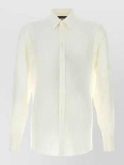 Dolce & Gabbana Crepe Shirt Long Sleeves Straight Fit In White