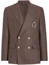Dolce & Gabbana Crest-appliqué Blazer In Brown