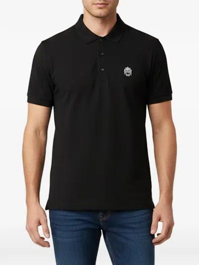 Pre-owned Dolce & Gabbana Crest Embroidered Polo Shirt In Black