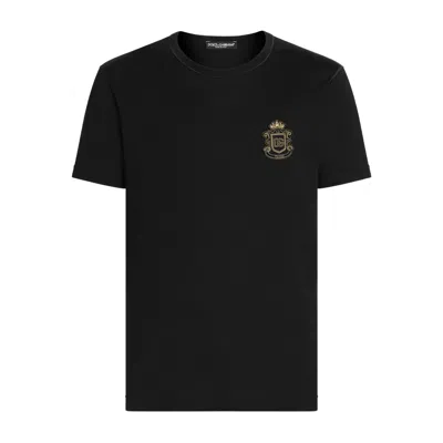 Dolce & Gabbana Crest-appliqué T-shirt In Black