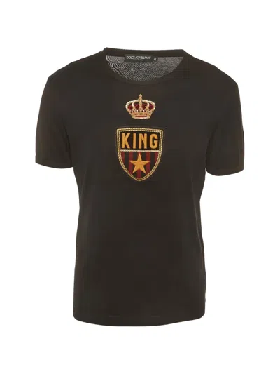 Pre-owned Dolce & Gabbana Crest-appliqué T-shirt In Black