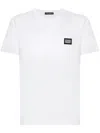 Dolce & Gabbana White Crewneck T-shirt With Logo Plate In Cotton Man In White