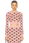 Dolce & Gabbana Crew Neck Cropped Knitwear In Dark Powder Pink