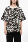 Dolce & Gabbana Crew Neck Flocked Cotton T-shirt With Animal Motif
