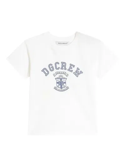 Dolce & Gabbana Babies' Crew-neck Graphic-print T-shirt In White