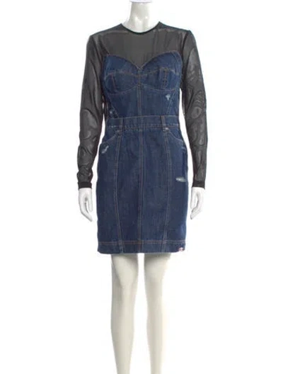 Pre-owned Dolce & Gabbana Crew Neck Knee-length Dress In Blue