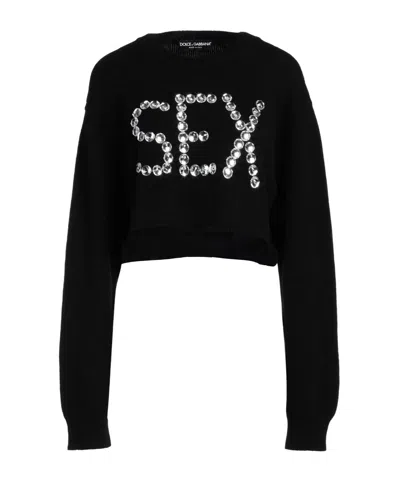 Dolce & Gabbana Crew Neck Knit Sweater In Black