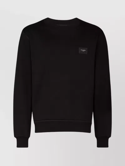Dolce & Gabbana Crew-neck Logo Application Sweater In Black