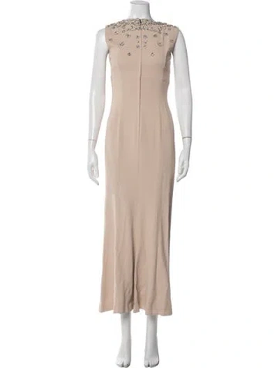 Pre-owned Dolce & Gabbana Crew Neck Long Dress In Neutral