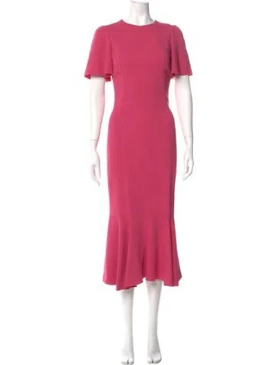 Pre-owned Dolce & Gabbana Crew Neck Long Dress In Pink