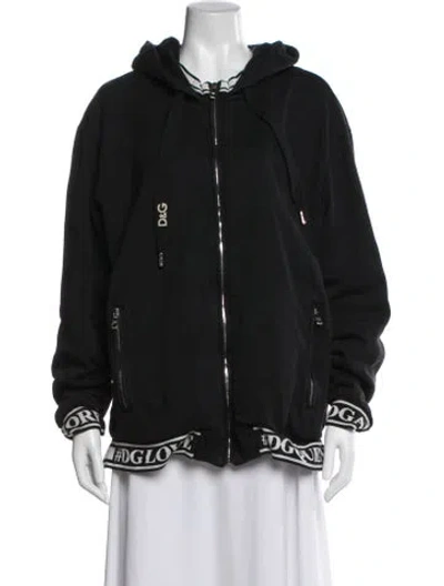 Pre-owned Dolce & Gabbana Crew Neck Long Sleeve Hoodie In Black
