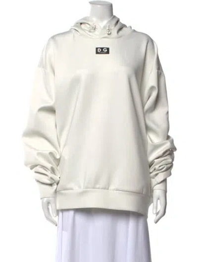 Pre-owned Dolce & Gabbana Crew Neck Long Sleeve Hoodie In White