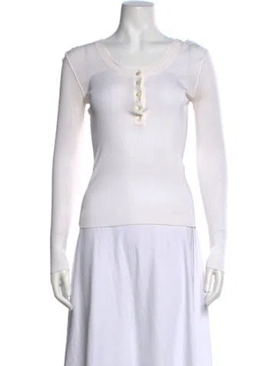 Pre-owned Dolce & Gabbana Crew Neck Long Sleeve Polo In White