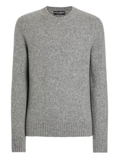 Dolce & Gabbana Crew-neck Long-sleeve Sweater In Gray