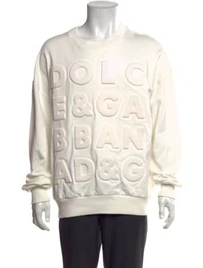 Pre-owned Dolce & Gabbana Crew Neck Long Sleeve Sweatshirt In White
