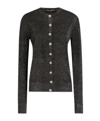 Dolce & Gabbana Crew Neck Long-sleeved Knitwear In Black