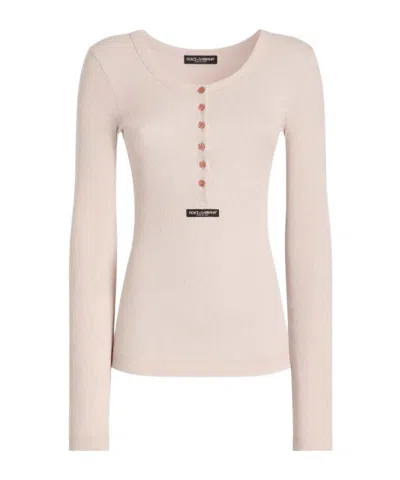 Dolce & Gabbana Crew Neck Long-sleeved Knitwear In Neutral