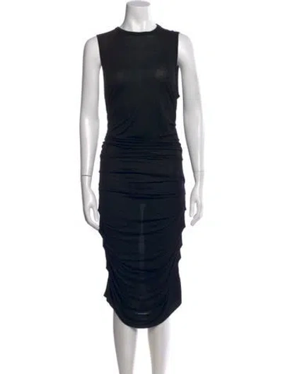 Pre-owned Dolce & Gabbana Crew Neck Midi Length Dress In Black