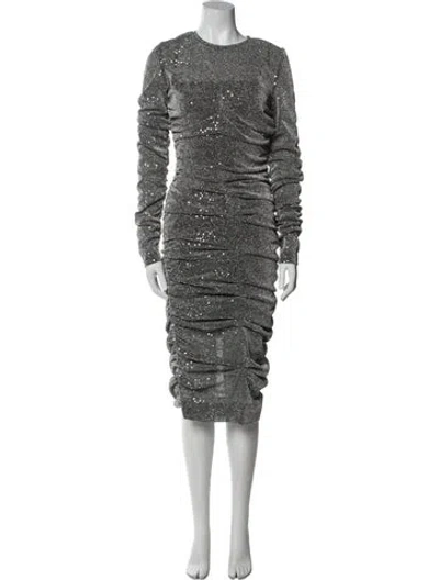 Pre-owned Dolce & Gabbana Crew Neck Midi Length Dress In Gray