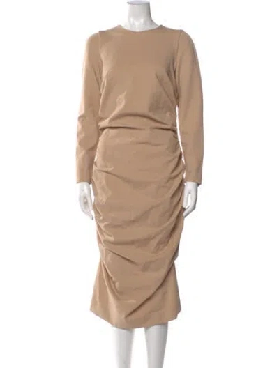 Pre-owned Dolce & Gabbana Crew Neck Midi Length Dress In Neutral
