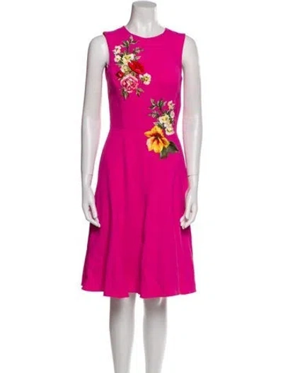 Pre-owned Dolce & Gabbana Crew Neck Midi Length Dress In Pink