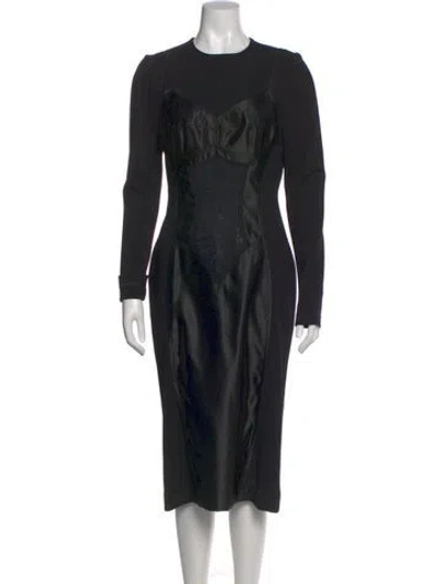 Pre-owned Dolce & Gabbana Crew Neck Midi Length Dress W/ Tags In Black
